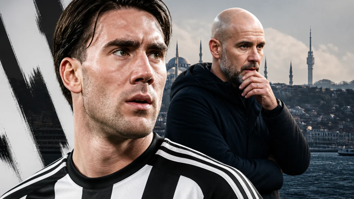 Dusan Vlahovic e Vincenzo Italiano nell’illustrazione sul possibile passaggio al Besiktas